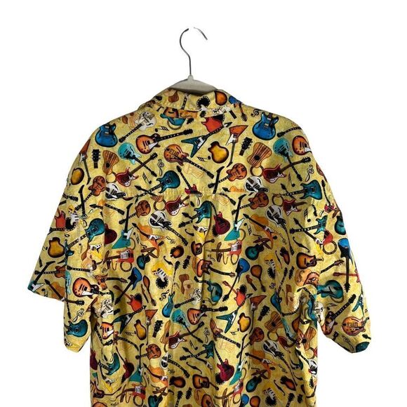 High Seas Trading Co Guitar Print Button Down Shirt - Picture 6 of 8
